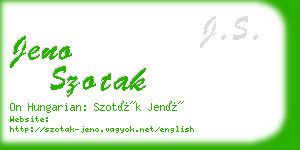 jeno szotak business card